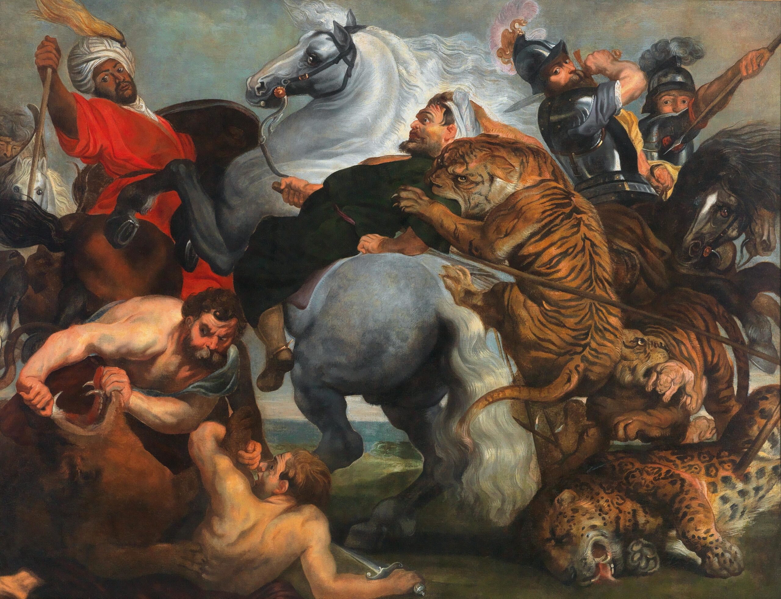 The Tiger, Lion and Leopard hunt by Follower of Peter Paul Rubens