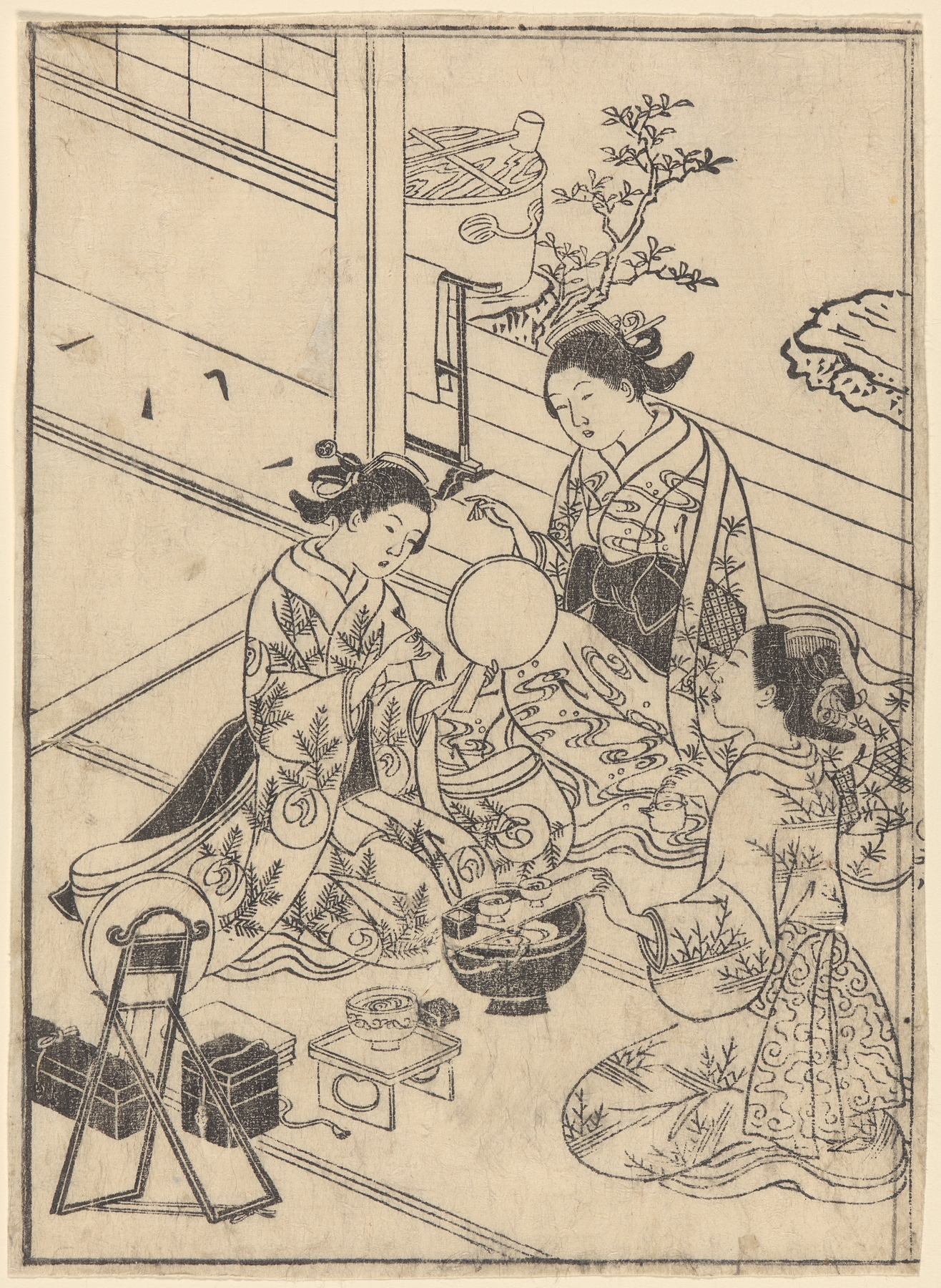 The Toilet—Three Women with Make-up Kit by Sukenobu Ishigawa