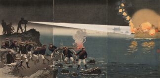 The Use of Electricity during the Attack on Pyeongyang by Kobayashi Kiyochika