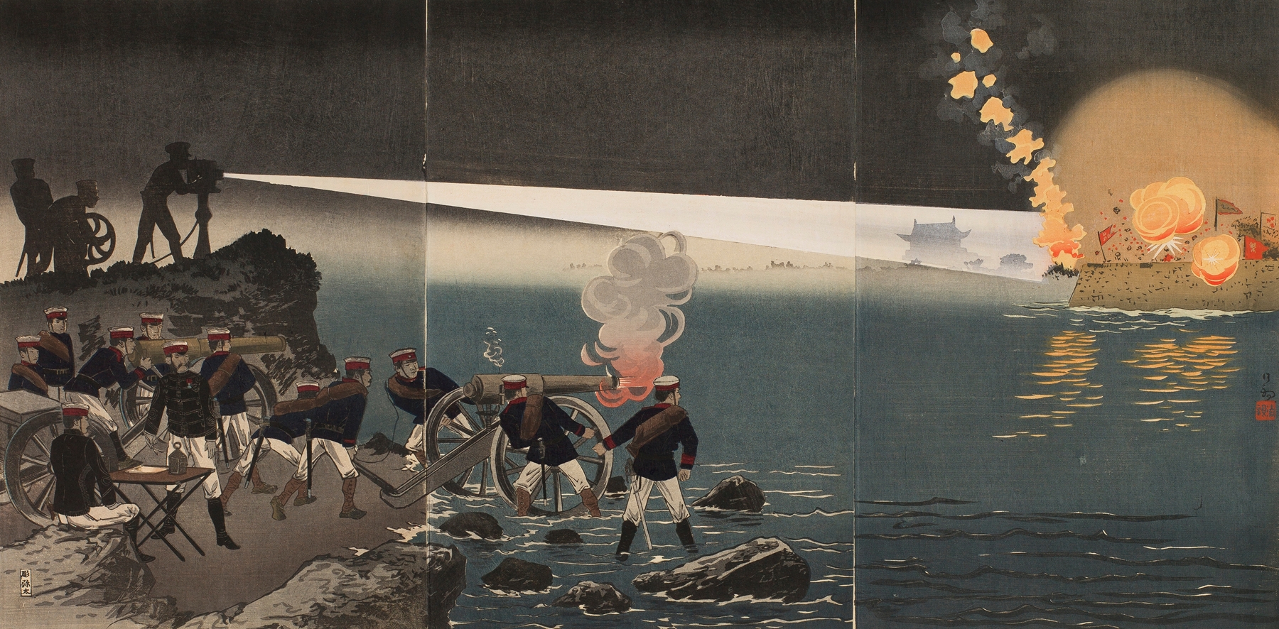 The Use of Electricity during the Attack on Pyeongyang by Kobayashi Kiyochika