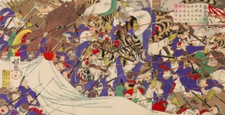Tigers Attacking Chinese Soldiers during the Battle of Pyeongyang by Watanabe Nobukazu