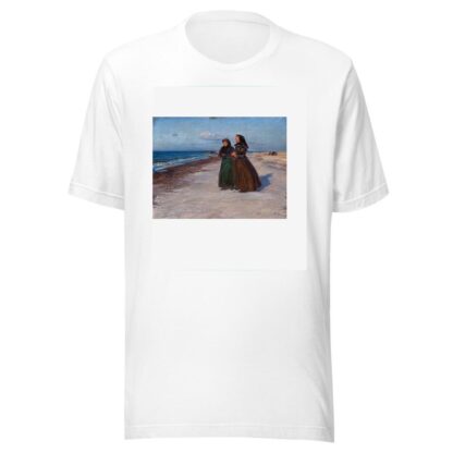 To fiskerkoner ved stranden i blæsevejr, Nordjylland by Knud Larsen Bergslien T-Shirt