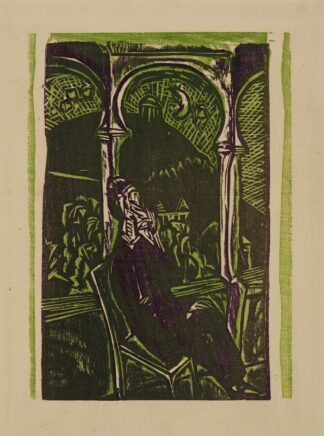 Träumender Mann – Botho Graef auf seinem Balkon sitzend, Jena by Ernst Ludwig Kirchner