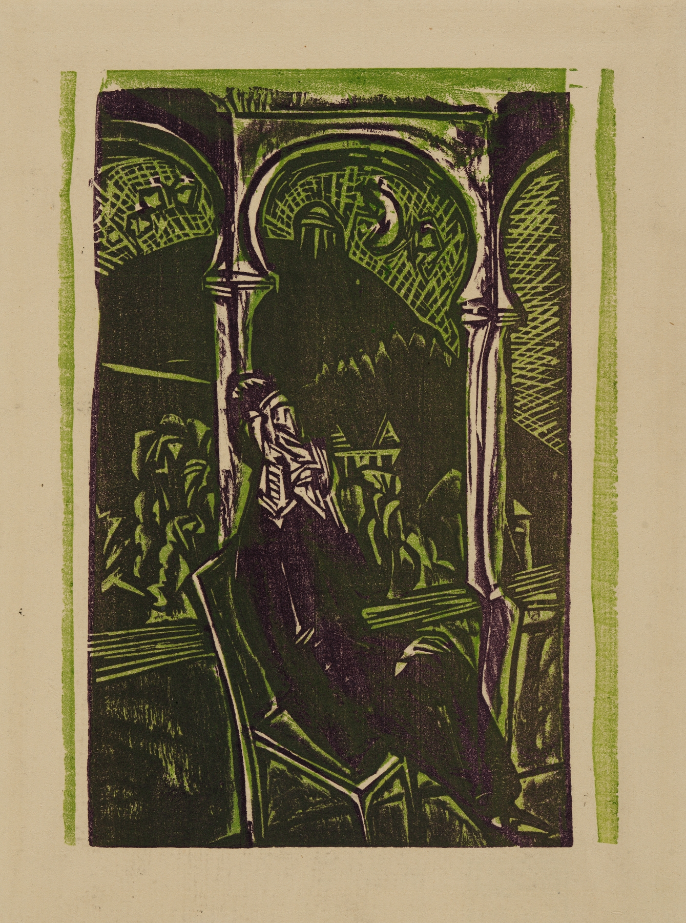 Träumender Mann – Botho Graef auf seinem Balkon sitzend, Jena by Ernst Ludwig Kirchner