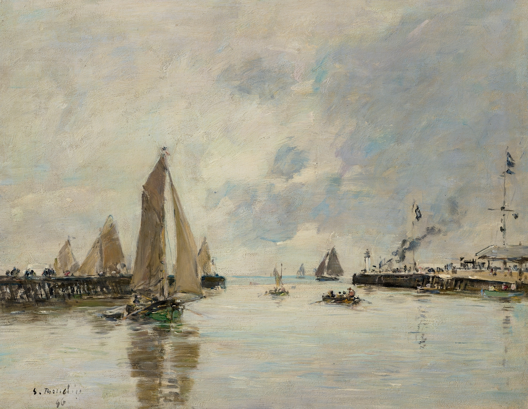 Trouville, Les jetées, marée haute by Eugène Boudin