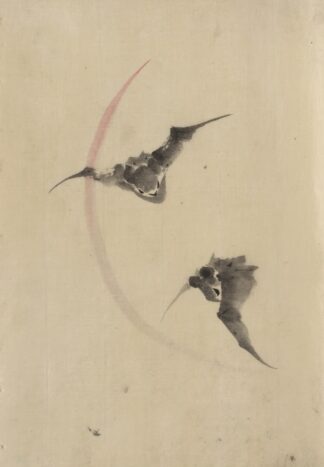 Two bats flying by Katsushika Hokusai