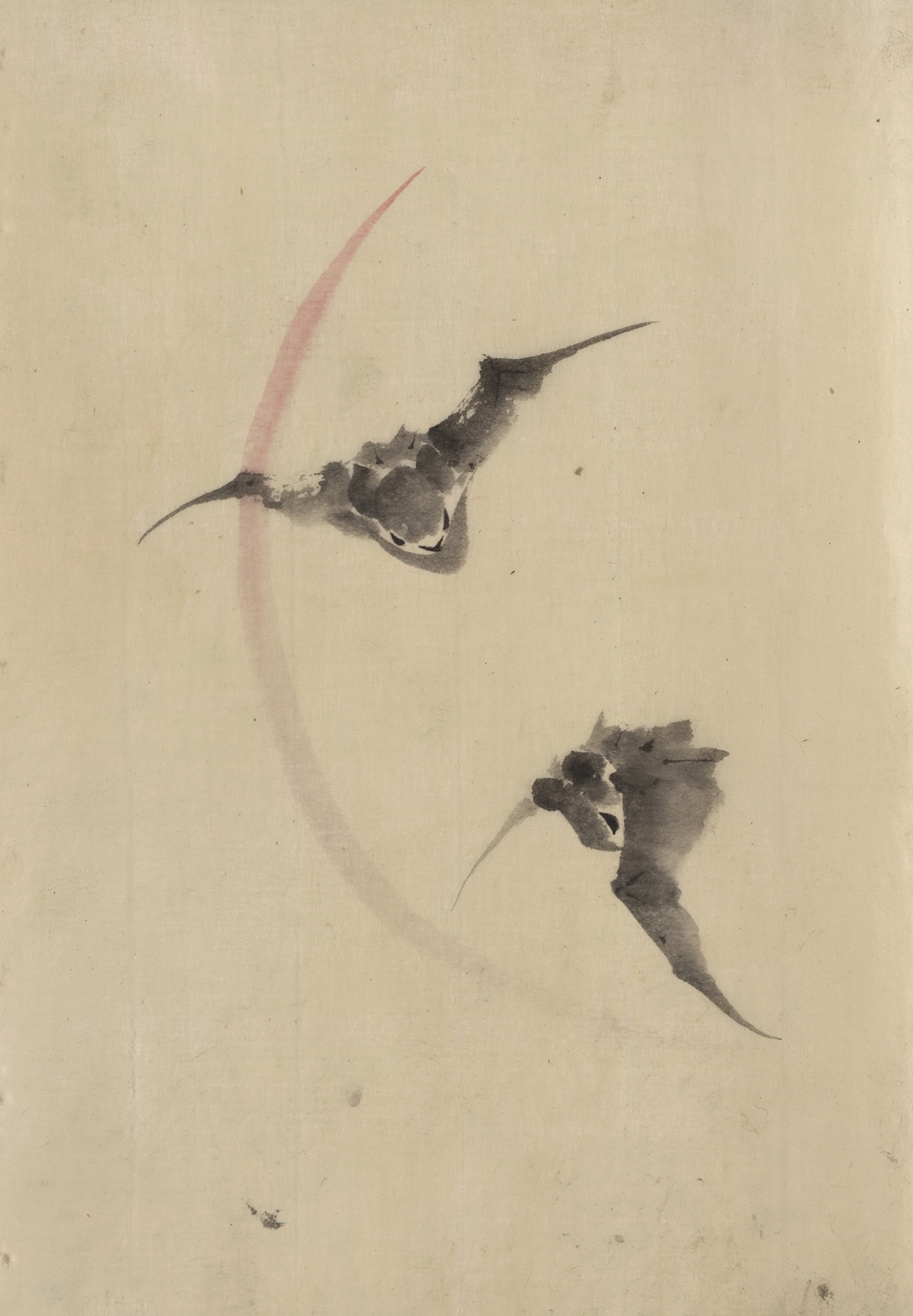 Two bats flying by Katsushika Hokusai