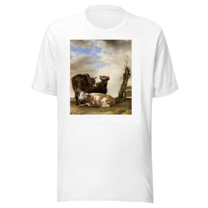 Two Cows and a Young Bull beside a Fence in a Meadow by Paulus Potter T-Shirt