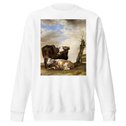 Two Cows and a Young Bull beside a Fence in a Meadow by Paulus Potter Sweatshirt