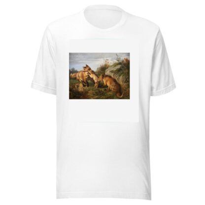 Two foxes fighting for their prey by Carl Friedrich Deiker T-Shirt