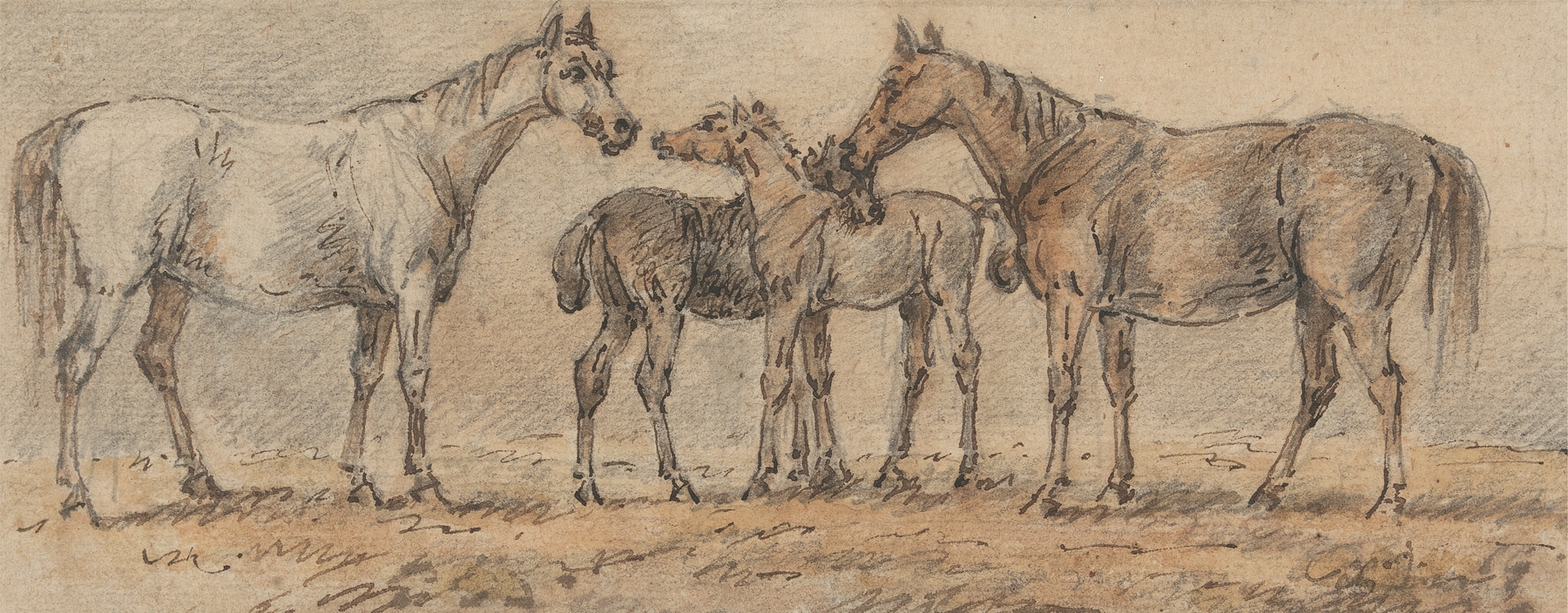 Two Mares with their Foals by Sawrey Gilpin