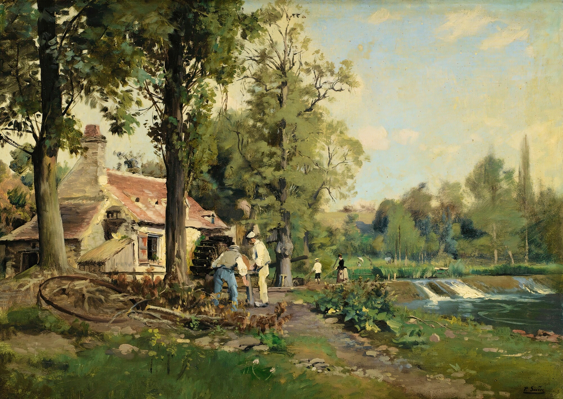 Two Men By A Mill by Paul Saïn
