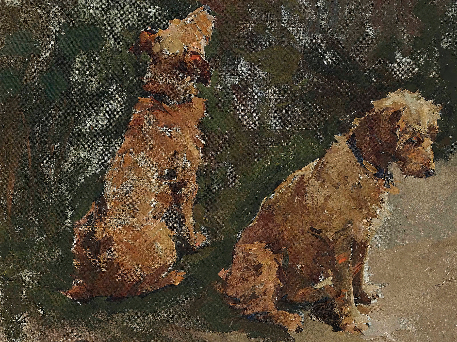 Two Terriers; Study For ‘the Half Holiday’ by Elizabeth Adela Forbes