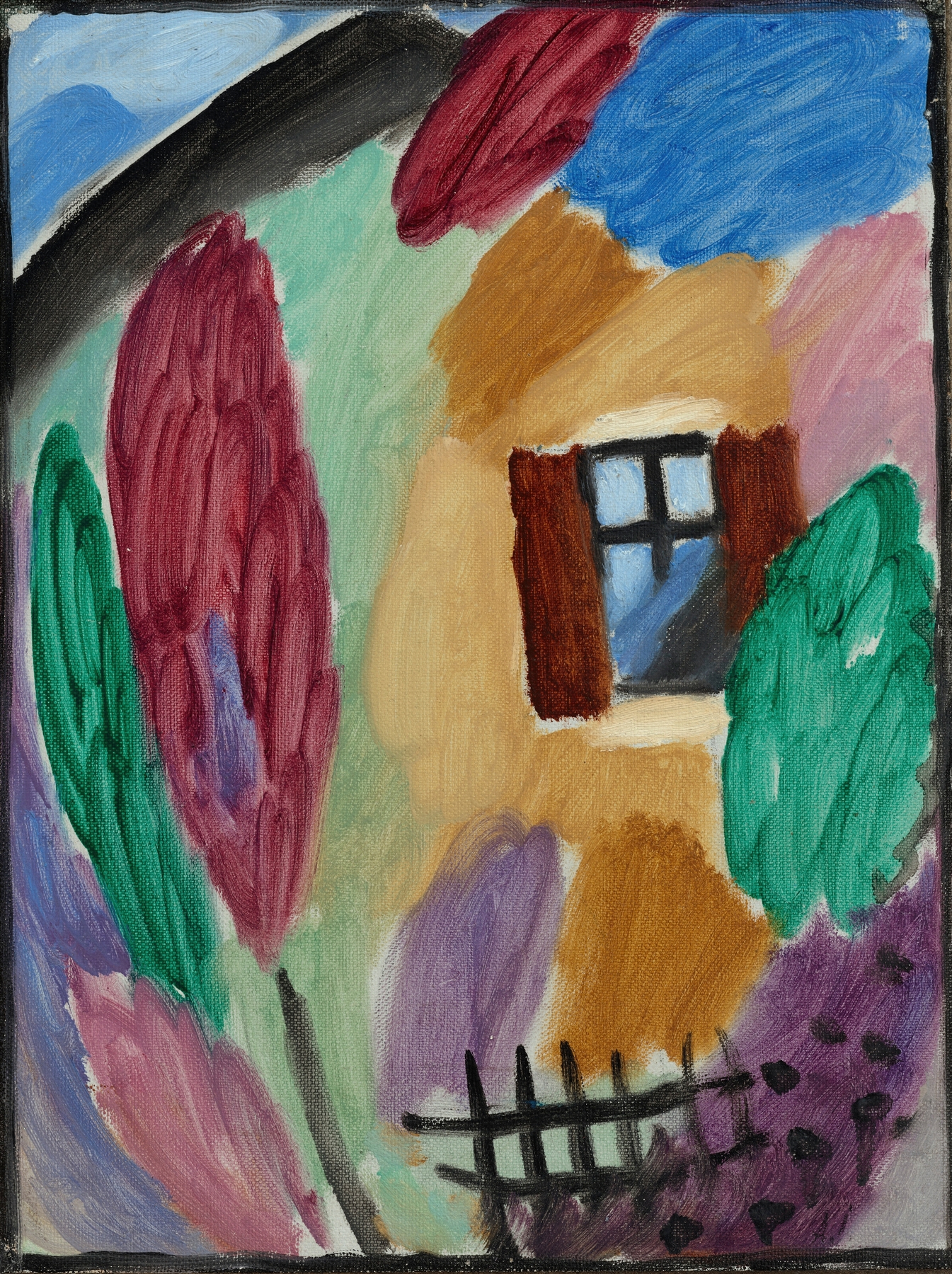 Variation mit Haus und Gartenzaun by Alexej von Jawlensky