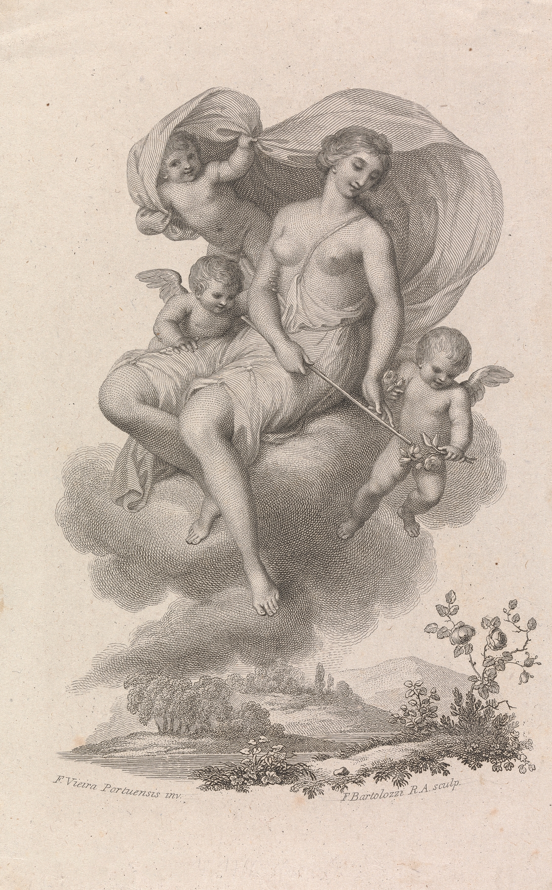 Venus with three Cupids in the Sky by Francis Vieira