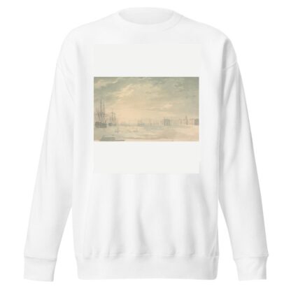View of Portsmouth Harbor with Shipping, Showing Buildings on Shore by George Bulteel Fisher Sweatshirt