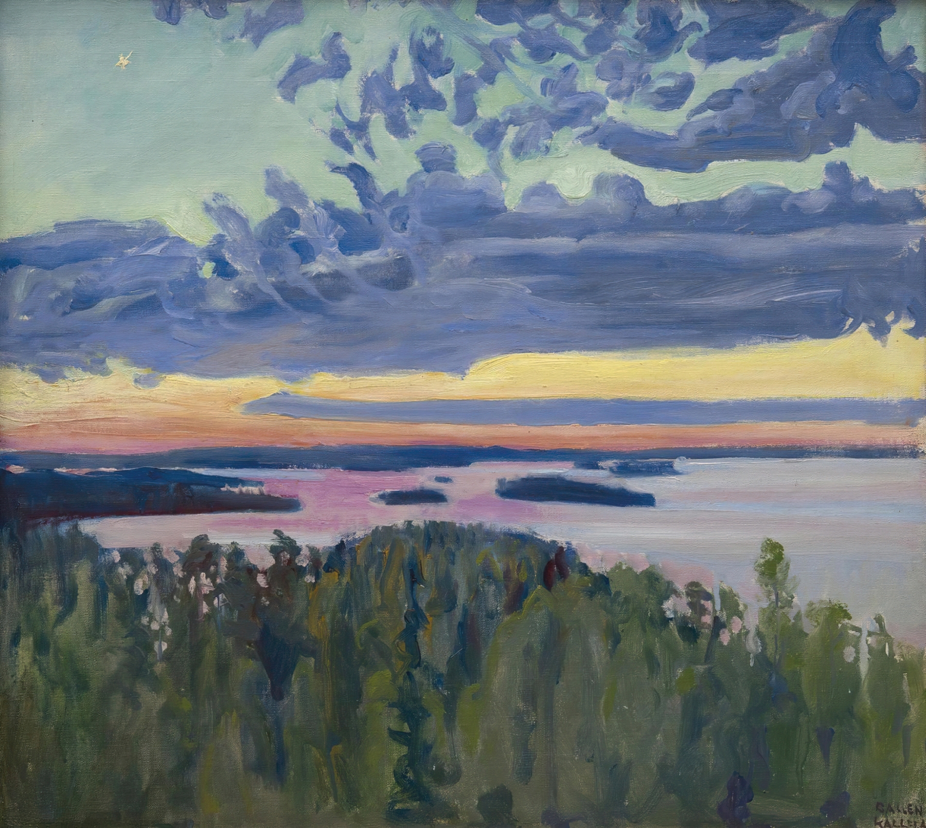 View Over a Lake at Sunset by Akseli Gallen-Kallela