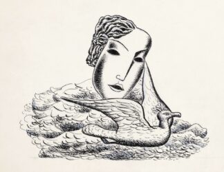 Vrouwenkop met vogel by Leo Gestel