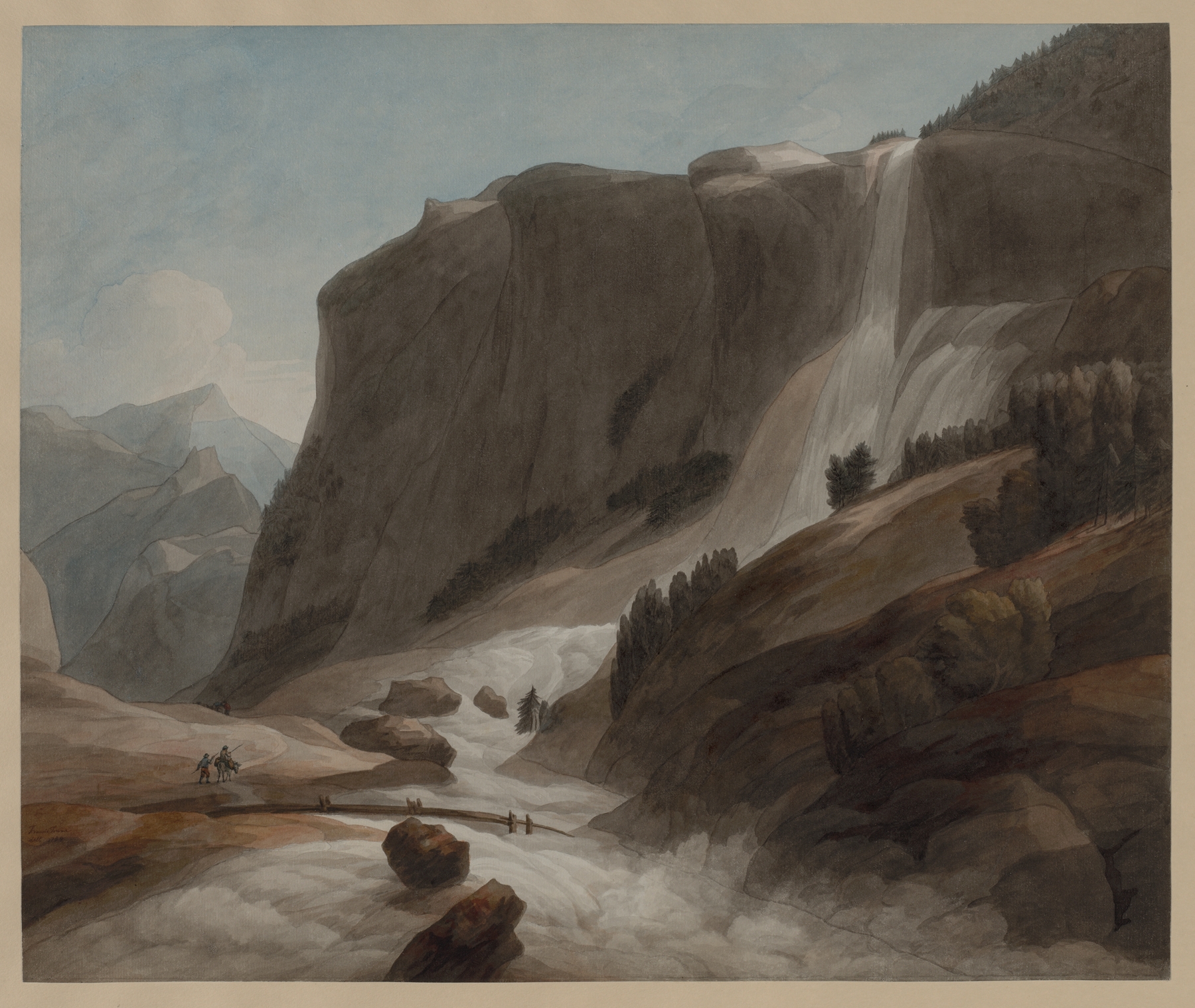Waterfall between Chiavenna and Mount Splügen by Francis Towne
