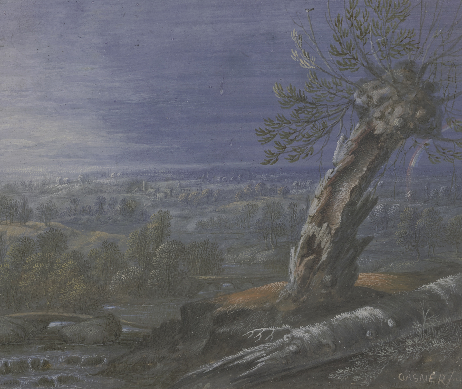 Weite Landschaft mit Regenbogen by Johann Nikolaus Gassner