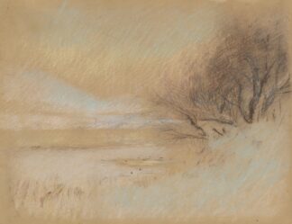 Winter landscape with river by Ladislav Mednyánszky