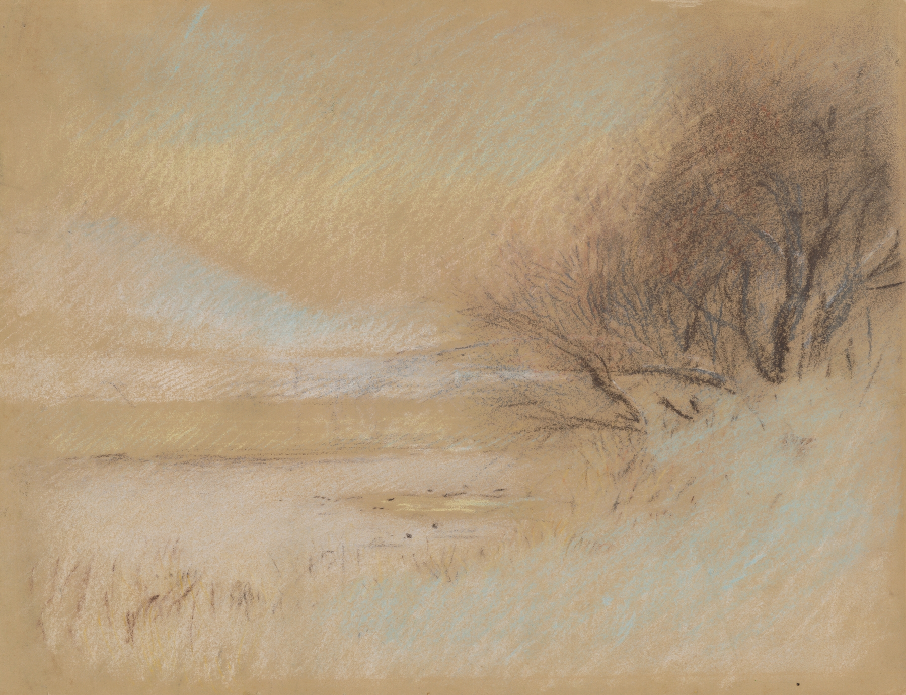 Winter landscape with river by Ladislav Mednyánszky