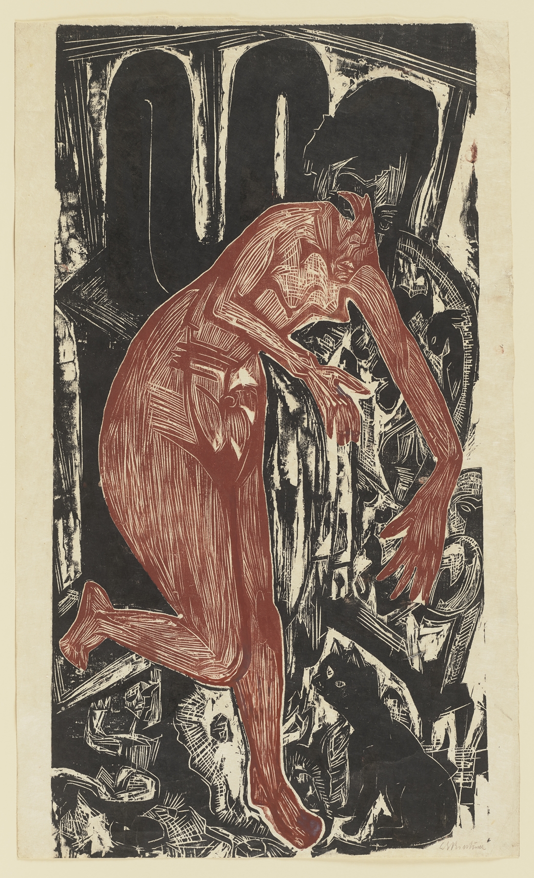 Woman Bathing by the Oven by Ernst Ludwig Kirchner