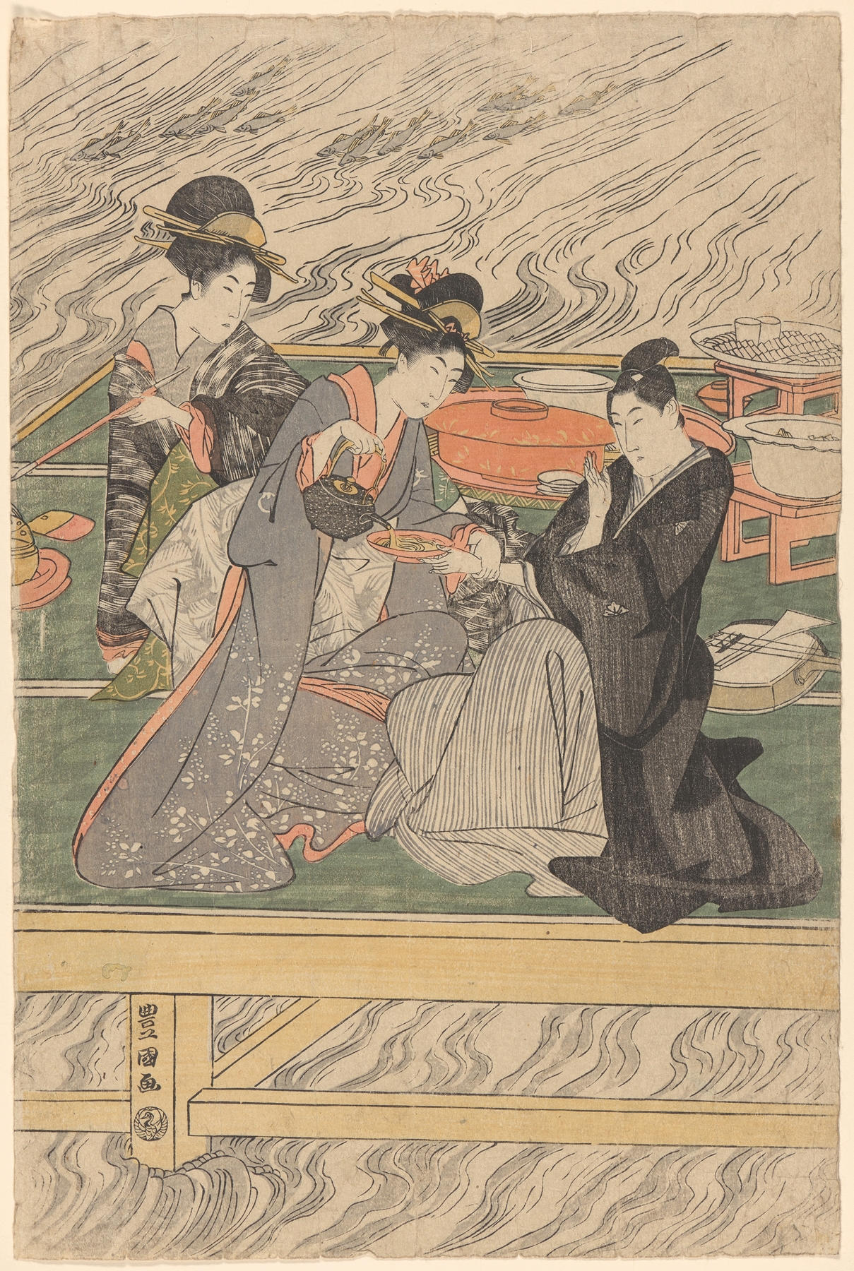 Women at Tea on Wharf by Toyokuni Utagawa