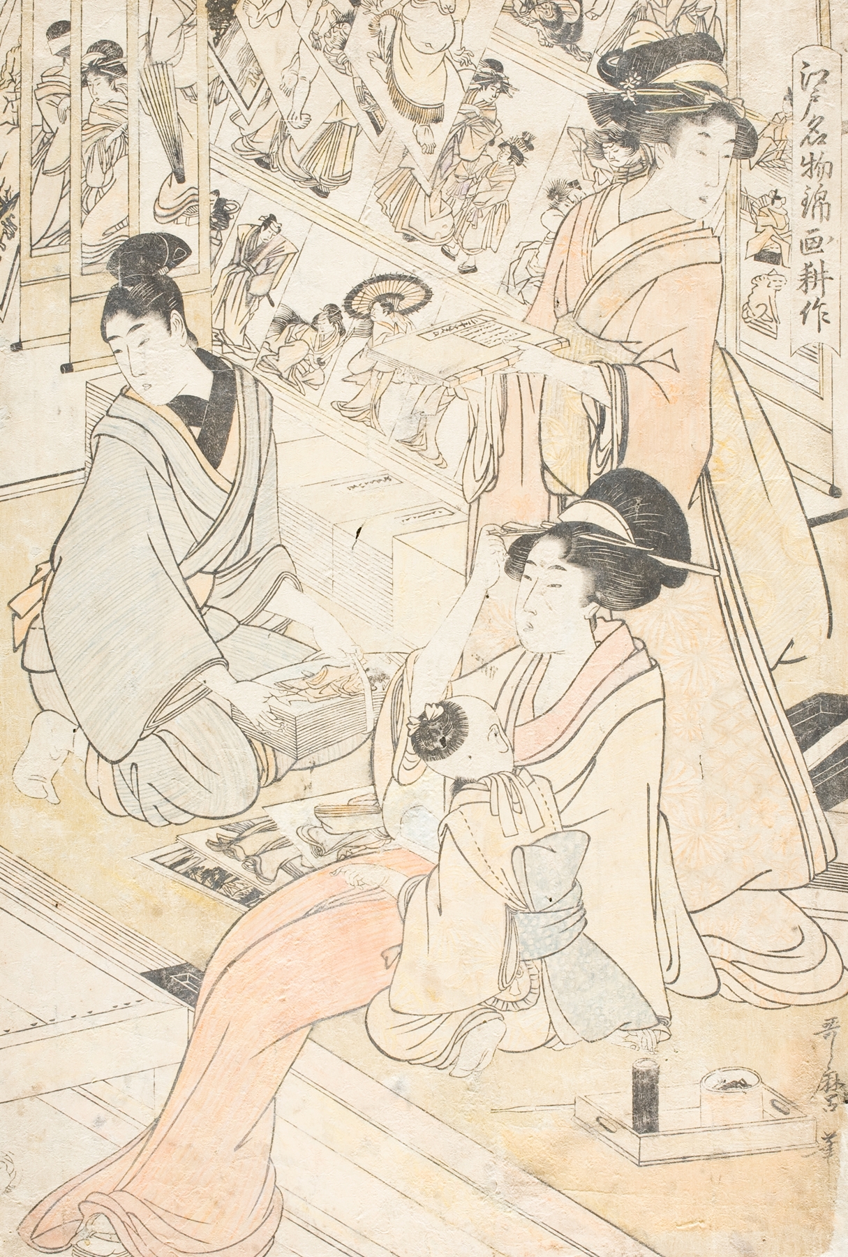 Woodblock Printer, Distributing New Prints by Kitagawa Utamaro