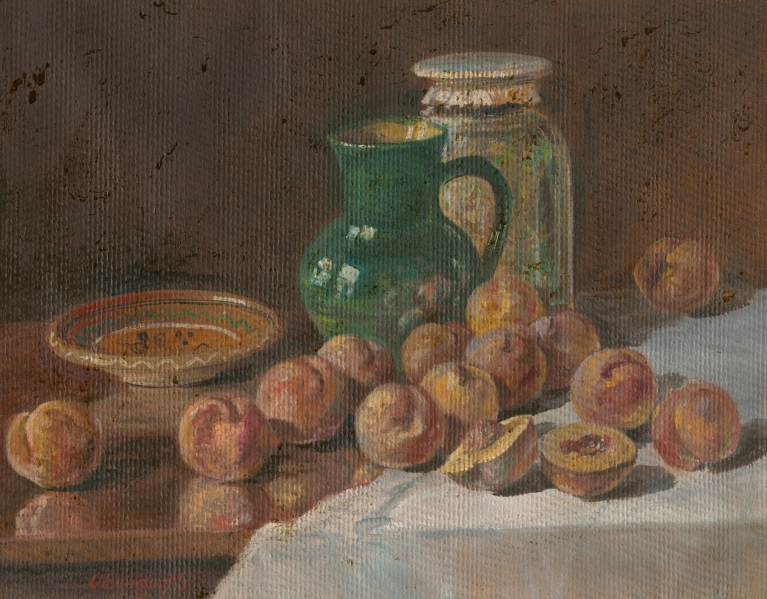 Zátišie s broskyňami by Gustáv Adolf Obendorf