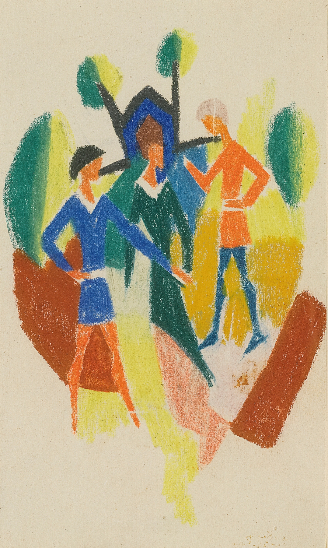 Zwei Männer Und Frau by August Macke